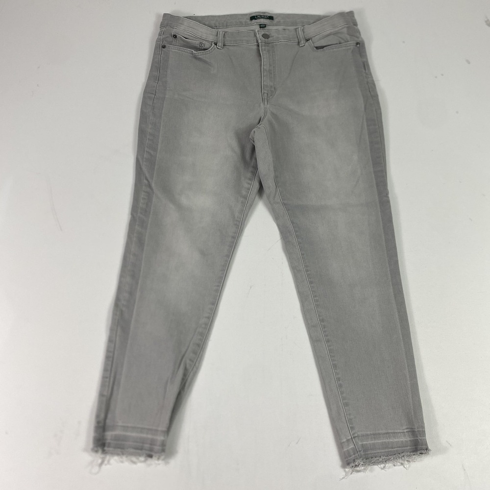 Lauren Ralph Lauren Premier Skinny Cropped Jeans Womens 16 Gray Denim Stretch